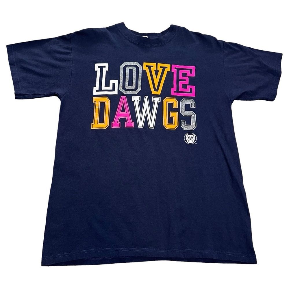 *Butler University T-Shirt Large“Love Dawgs” Short Sleeve Blue Cotton Bulldogs